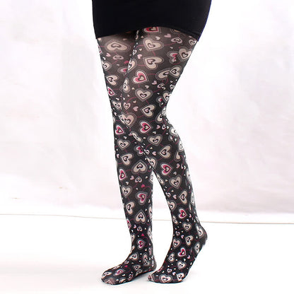 Plusock Vintage Love Diamond Print Pantyhose