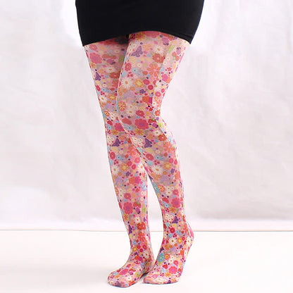 Plusock Vintage Love Diamond Print Pantyhose