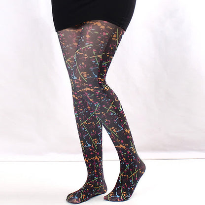 Plusock Vintage Love Diamond Print Pantyhose