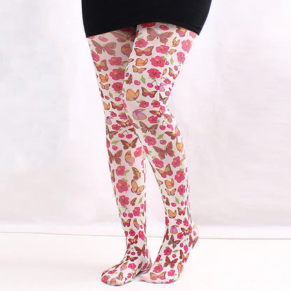Plusock Vintage Love Diamond Print Pantyhose