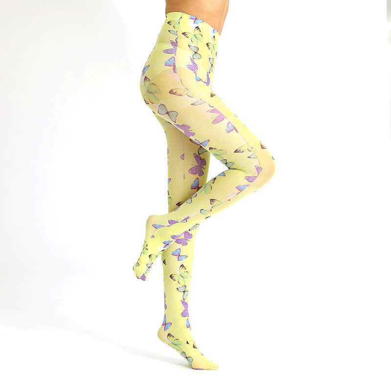 Vintage Floral Leopard Print Pantyhose