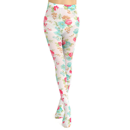 Vintage Floral Leopard Print Pantyhose