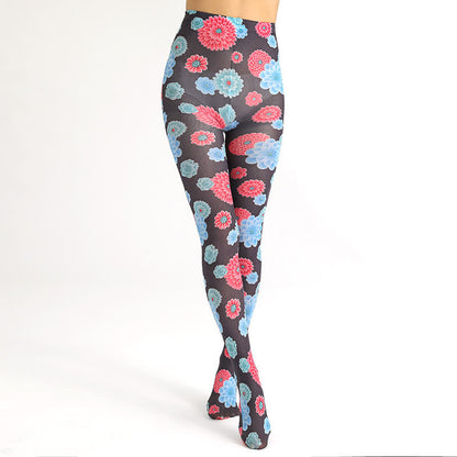Vintage Floral Leopard Print Pantyhose