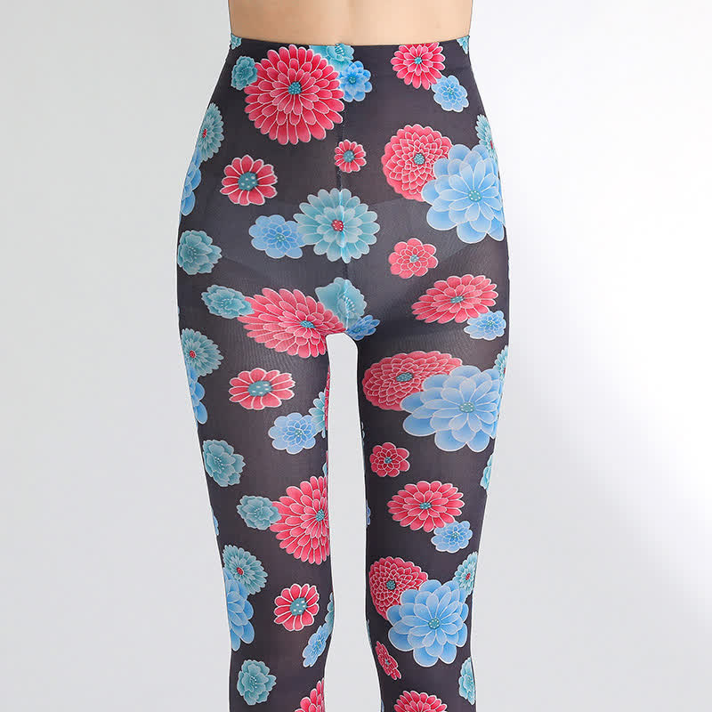Vintage Floral Leopard Print Pantyhose