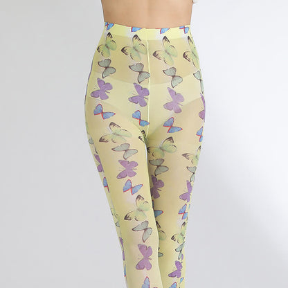 Vintage Floral Leopard Print Pantyhose