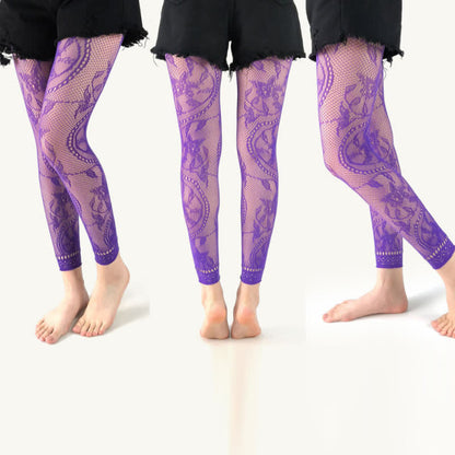 Plusock Plus Size Floral Footless Fishnet Pantyhose(2 Pairs)