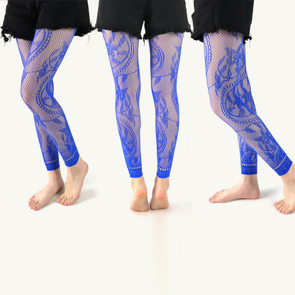 Plusock Plus Size Floral Footless Fishnet Pantyhose(2 Pairs)