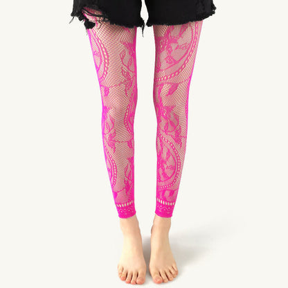 Plusock Plus Size Floral Footless Fishnet Pantyhose(2 Pairs)