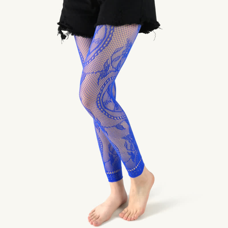 Plusock Plus Size Floral Footless Fishnet Pantyhose(2 Pairs)