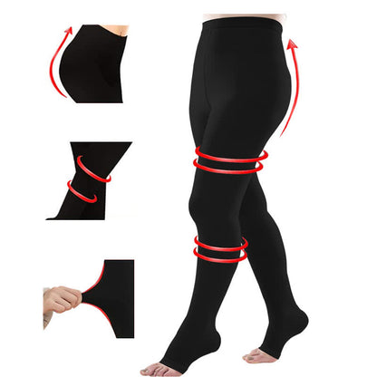 Plus Size Medical Open Toe Compression Pantyhose(30-40mmHg)