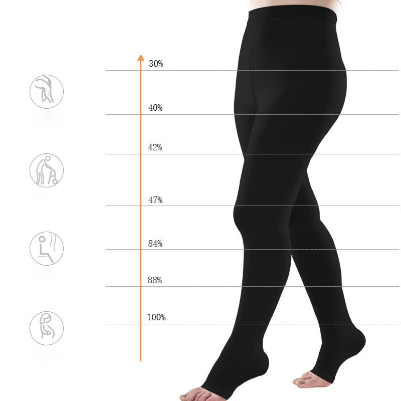 Plus Size Medical Open Toe Compression Pantyhose(30-40mmHg)
