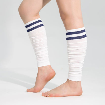 Double Stripe Ruched Compression Calf Sleeves