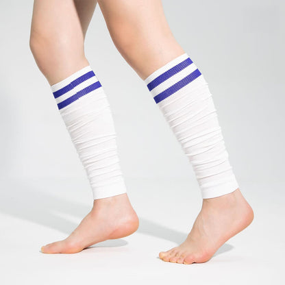 Double Stripe Ruched Compression Calf Sleeves