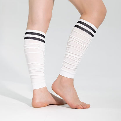 Double Stripe Ruched Compression Calf Sleeves
