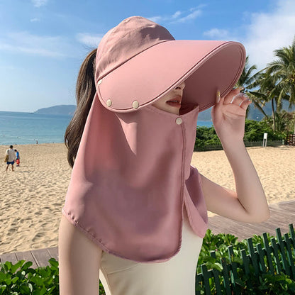 Outdoor Visor Sun Hat with Detachable Neck Flap