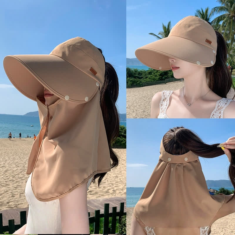 Outdoor Visor Sun Hat with Detachable Neck Flap
