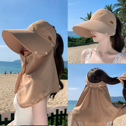Outdoor Visor Sun Hat with Detachable Neck Flap