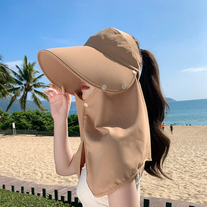 Outdoor Visor Sun Hat with Detachable Neck Flap
