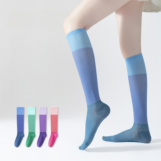 Gradient Colorblock Sports Compression Socks(4 Pairs)