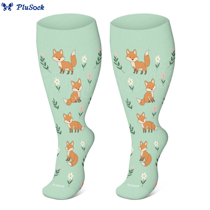 Plusock Plus Size Animal Floral Compression Socks - image 1