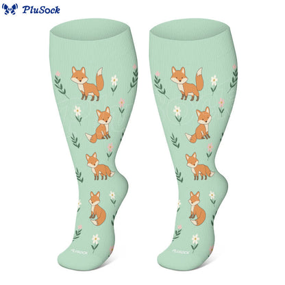 Plusock Plus Size Animal Floral Compression Socks - image 1