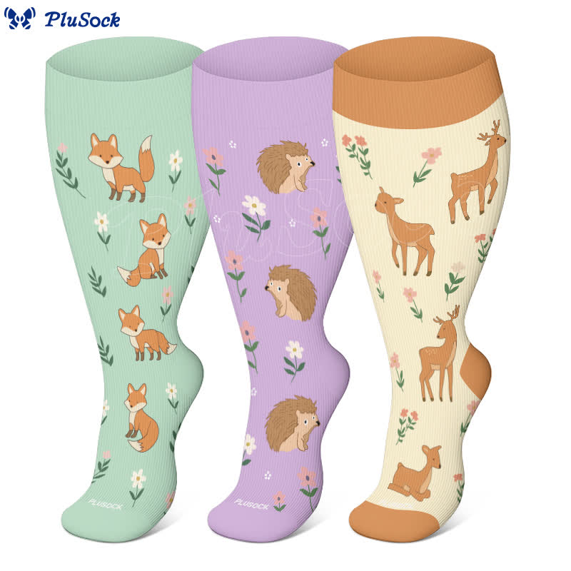 Plusock Plus Size Animal Floral Compression Socks - image 0