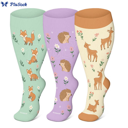 Plusock Plus Size Animal Floral Compression Socks - image 0