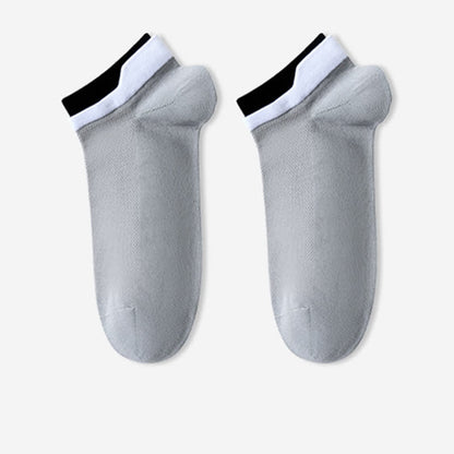 Mesh Breathable Pure Cotton Spliced Ankle Socks(5 Pairs)