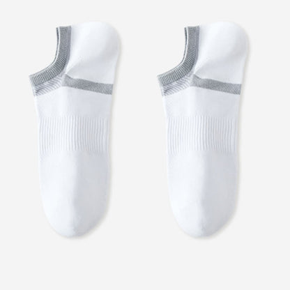 Striped Pure Cotton Non-slip Heel No Show Socks(6 Pairs)
