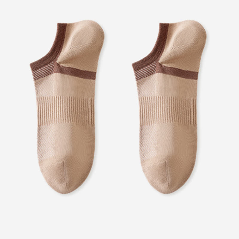 Striped Pure Cotton Non-slip Heel No Show Socks(6 Pairs)