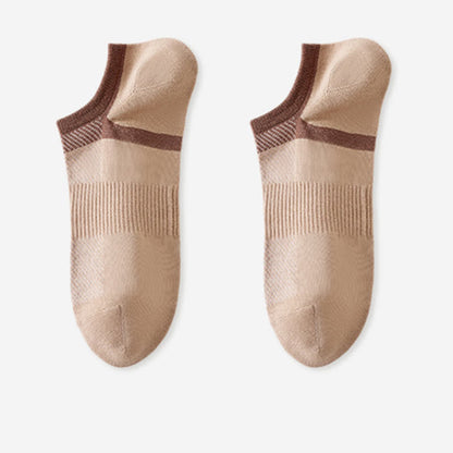 Striped Pure Cotton Non-slip Heel No Show Socks(6 Pairs)