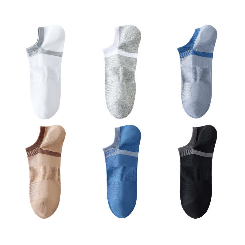 Striped Pure Cotton Non-slip Heel No Show Socks(6 Pairs)