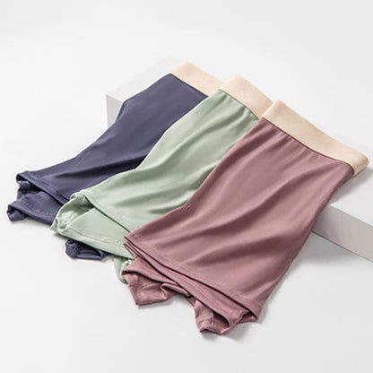 Plus Size Men's High-waisted Ice Silk Boxer Briefs(3 Packs)
