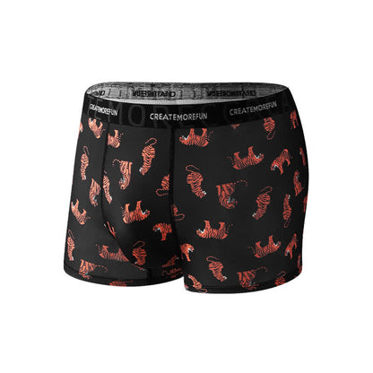 Tiger Print Men's Breathable Boxer Briefs(4 Packs)