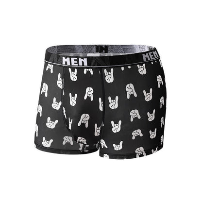 Animal Gesture Print Men's Breathable Boxer Briefs(3 Packs)
