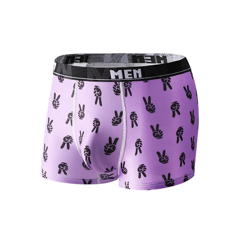 Animal Gesture Print Men's Breathable Boxer Briefs(3 Packs)