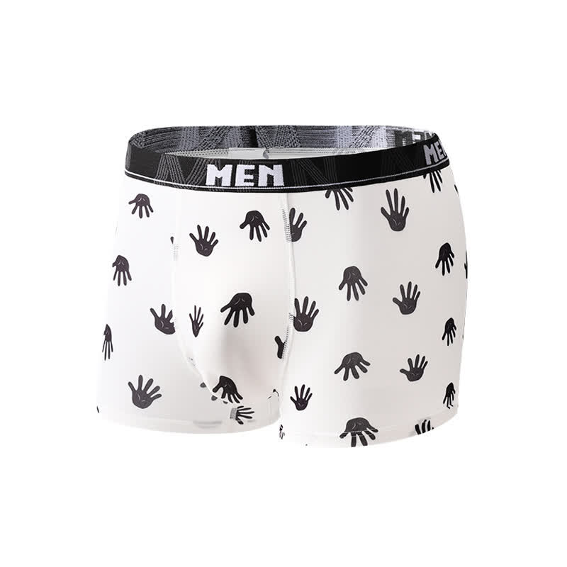 Animal Gesture Print Men's Breathable Boxer Briefs(3 Packs)