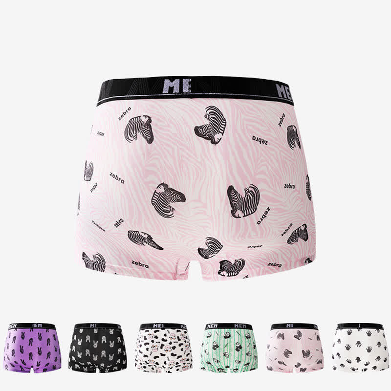 Animal Gesture Print Men's Breathable Boxer Briefs(3 Packs)