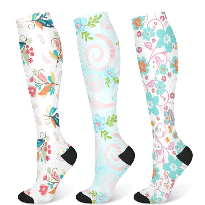 Artistic Floral Compression Socks(3 Pairs)