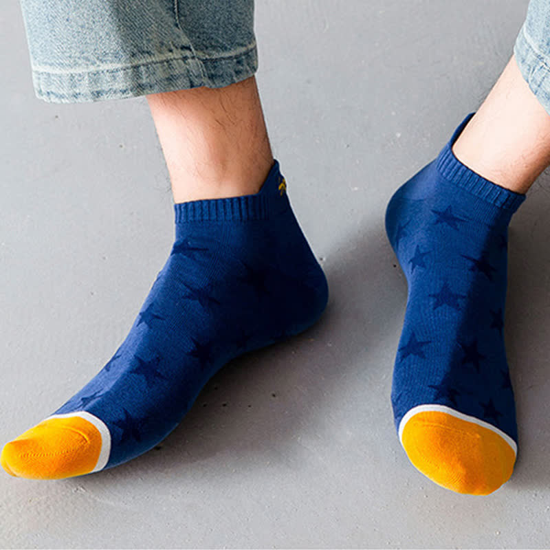 Star Print Breathable Cotton Ankle Socks(5 Pairs)