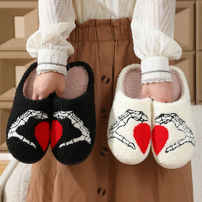 Plus Size Cartoon Skeleton Hand Heart Slippers