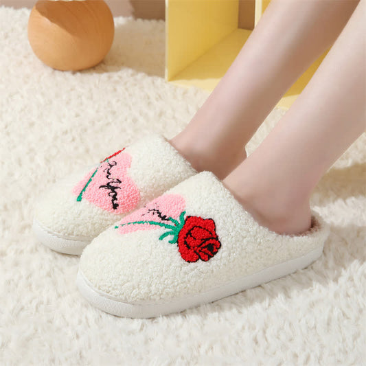 Plus Size Rose Heart Slippers