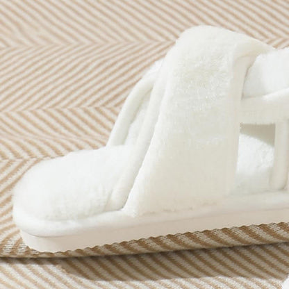 Plusock Plus Size Non-slip Plush Cross Band Slippers
