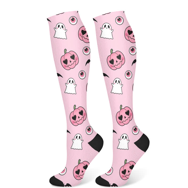 Halloween Ghost Floral Compression Socks(3 Pairs)