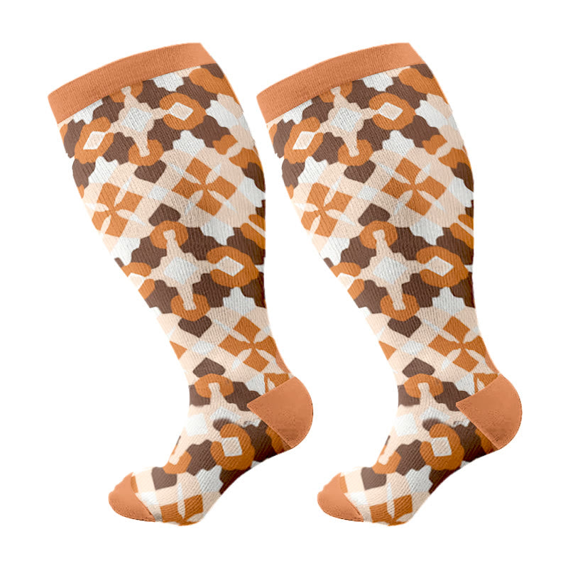 Plus Size Cozy Pattern Compression Socks(3 Pairs)