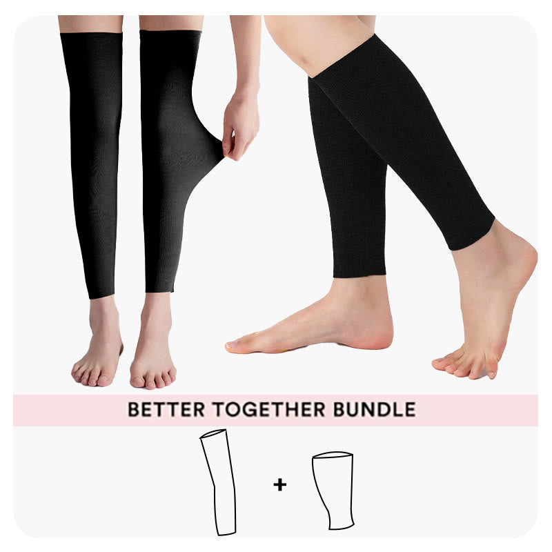 Bundle Modal Solid Color Thigh High + Calf Compression Sleeves