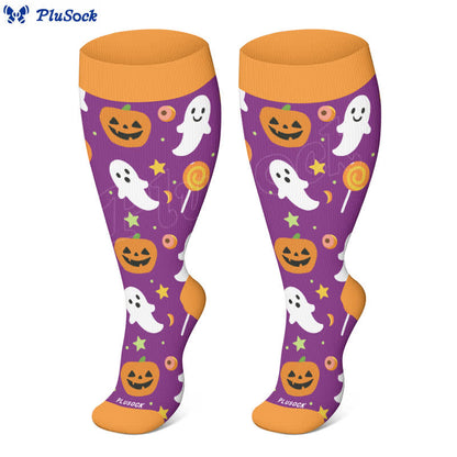 Plus Size Halloween Ghost Series Compression Socks(3 Pairs)
