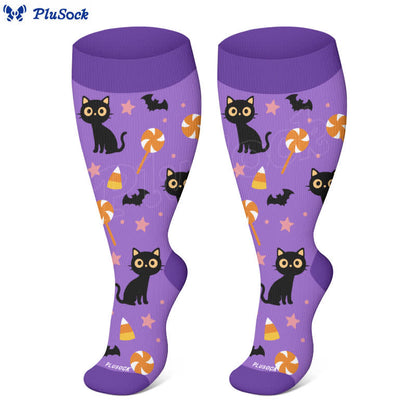 Plus Size Halloween Ghost Series Compression Socks(3 Pairs)