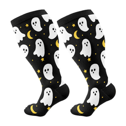 Plus Size Halloween Ghost Series Compression Socks(3 Pairs)