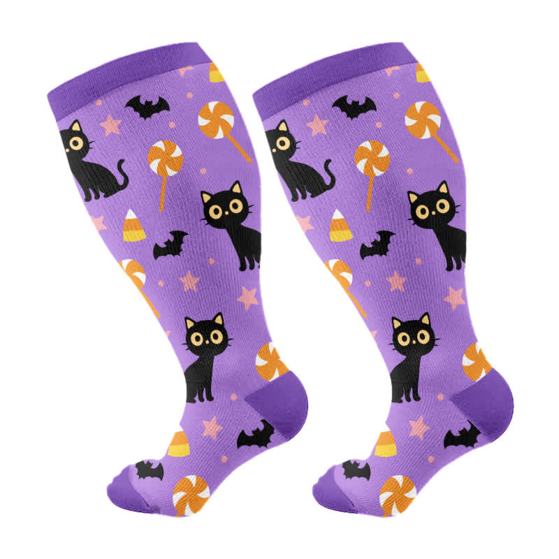 Plusock Plus Size Halloween Ghost Series Compression Socks - Purple - 4XL - image 11